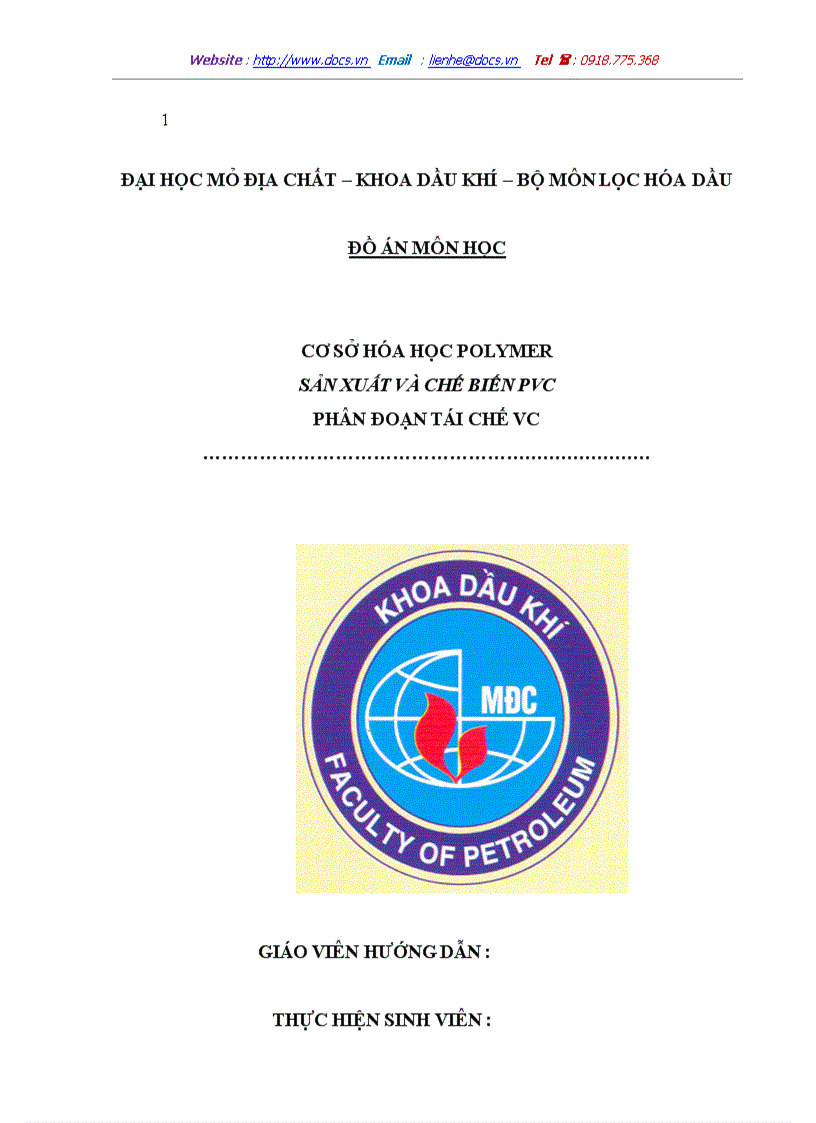 Cơ sở hóa học polymer sản xuất và chế biến pvc phân đoạn tái chế vc