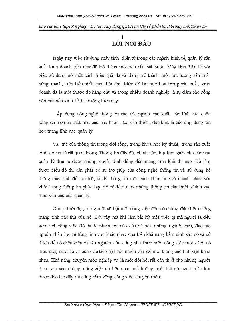 Xây dựng QLBH tại Cty cổ phần thiết bị máy tính Thiên An