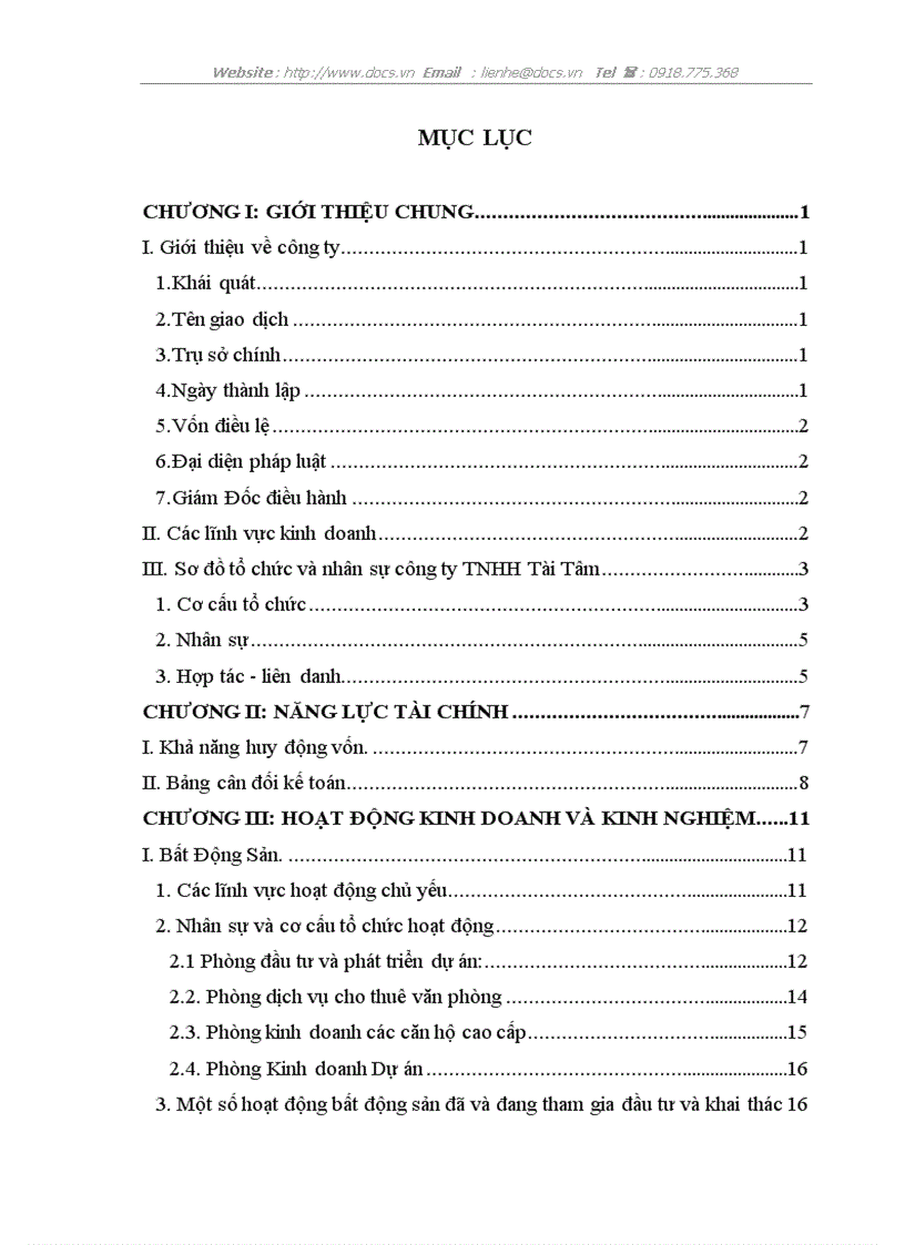 Báo cáo tổng hợp Tại Công ty TNHH Tài Tâm