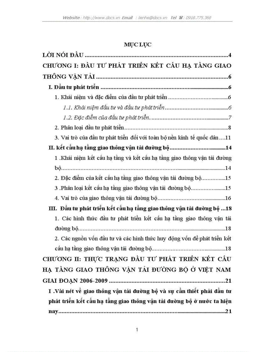 Đầu tư với sự phát triển kết cấu hạ tầng giao thông vận tải đường bộ ở Việt Nam giai đoạn 2006 2015