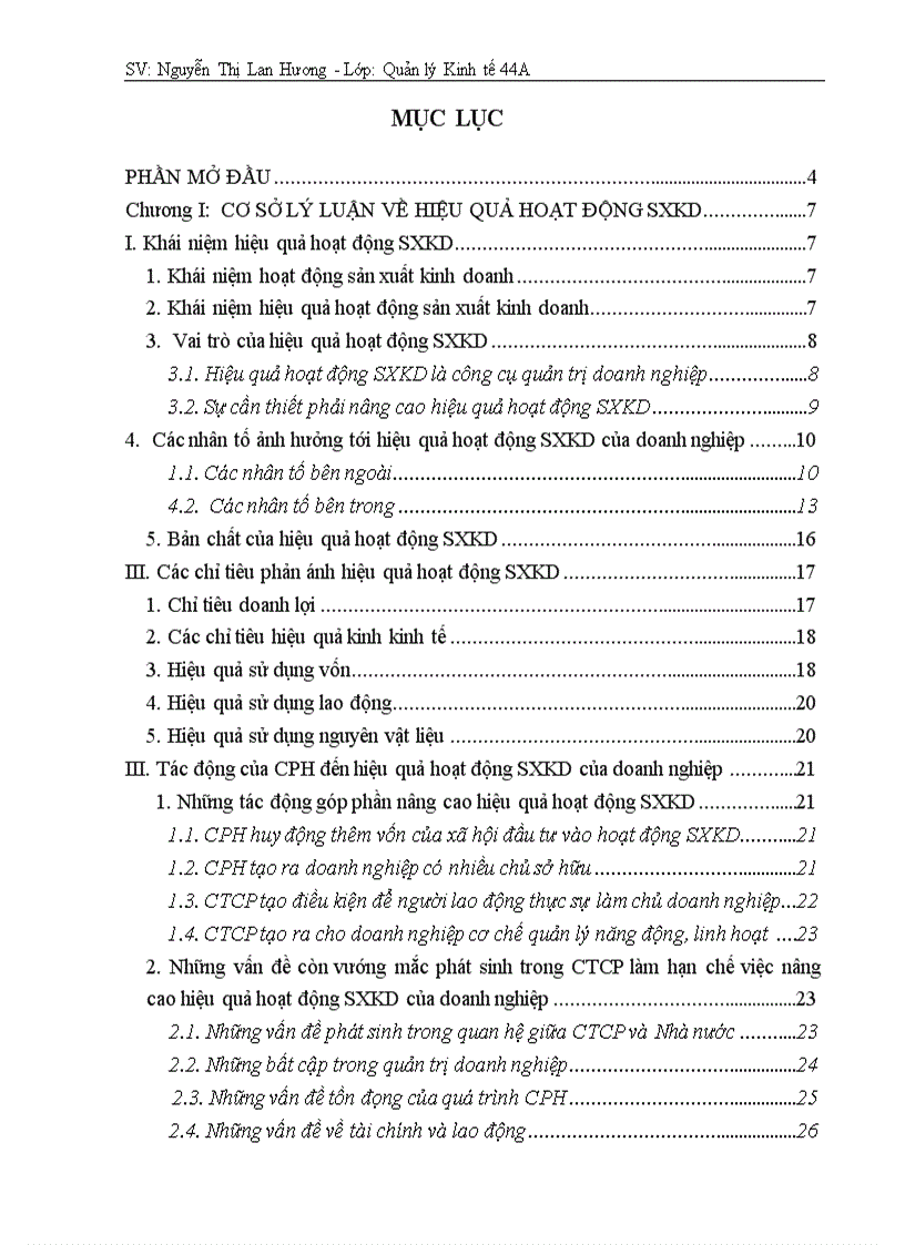 Một số giải pháp nhằm góp phần nâng cao hiệu quả hoạt động SXKD ở Công ty Cổ phần Vận tải ô tô Vĩnh Phúc giai đoạn hậu CPH