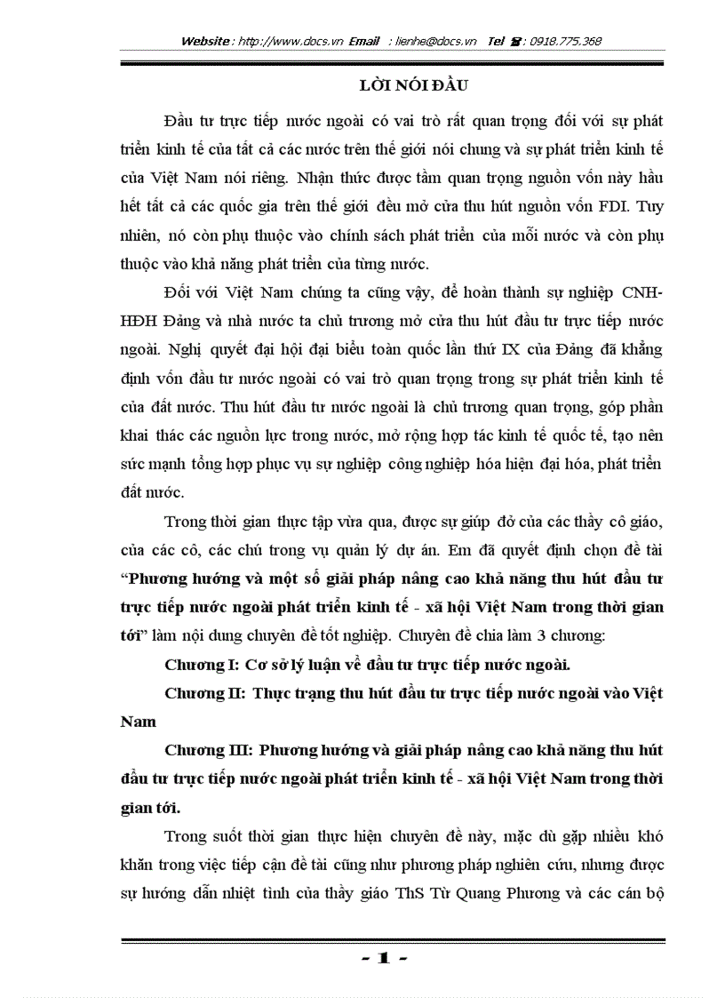 Phương hướng và một số giải pháp nâng cao khả năng thu hút đầu tư trực tiếp nước ngoài phát triển kinh tế xã hội Việt Nam trong thời gian tới