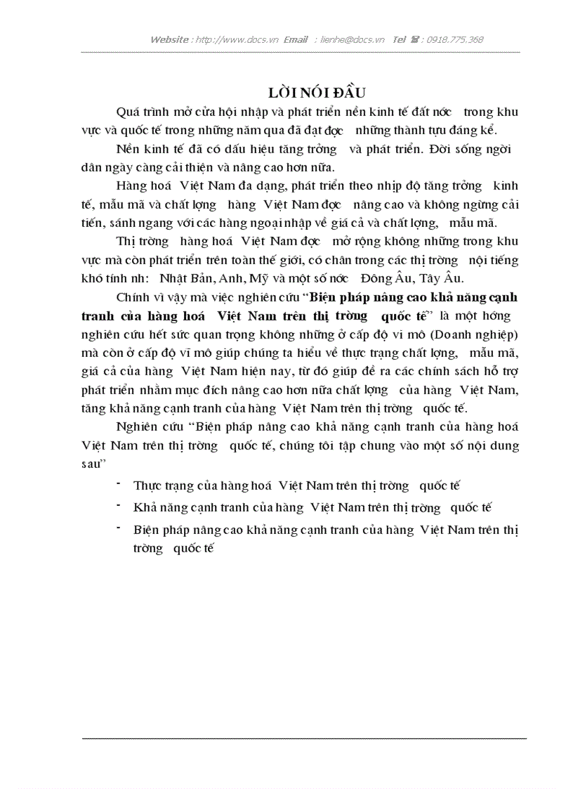 Biện pháp nâng cao khả năng cạnh tranh của hàng hoá Việt Nam trên thị trường quốc tế