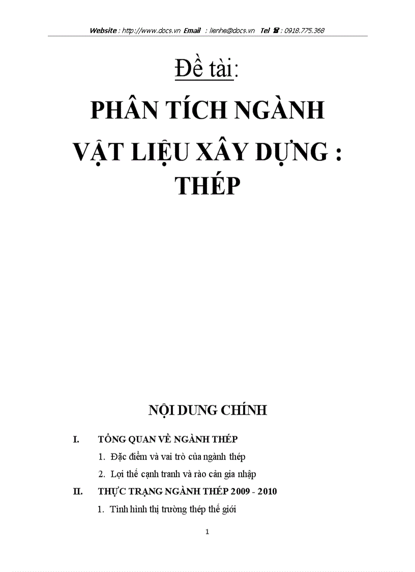 Phân tích ngành vật liệu xây dựng thép