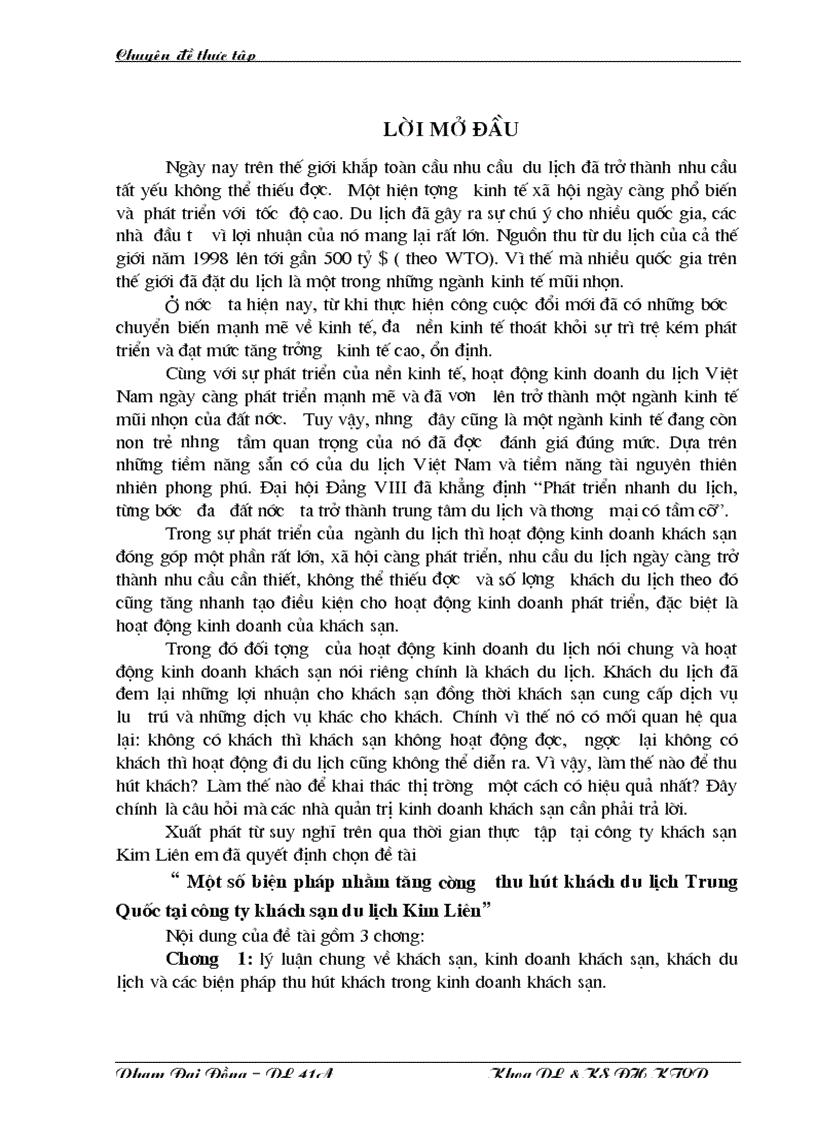 Một số biện pháp nhằm tăng cường thu hút khách du lịch Trung Quốc tại công ty khách sạn du lịch Kim Liên
