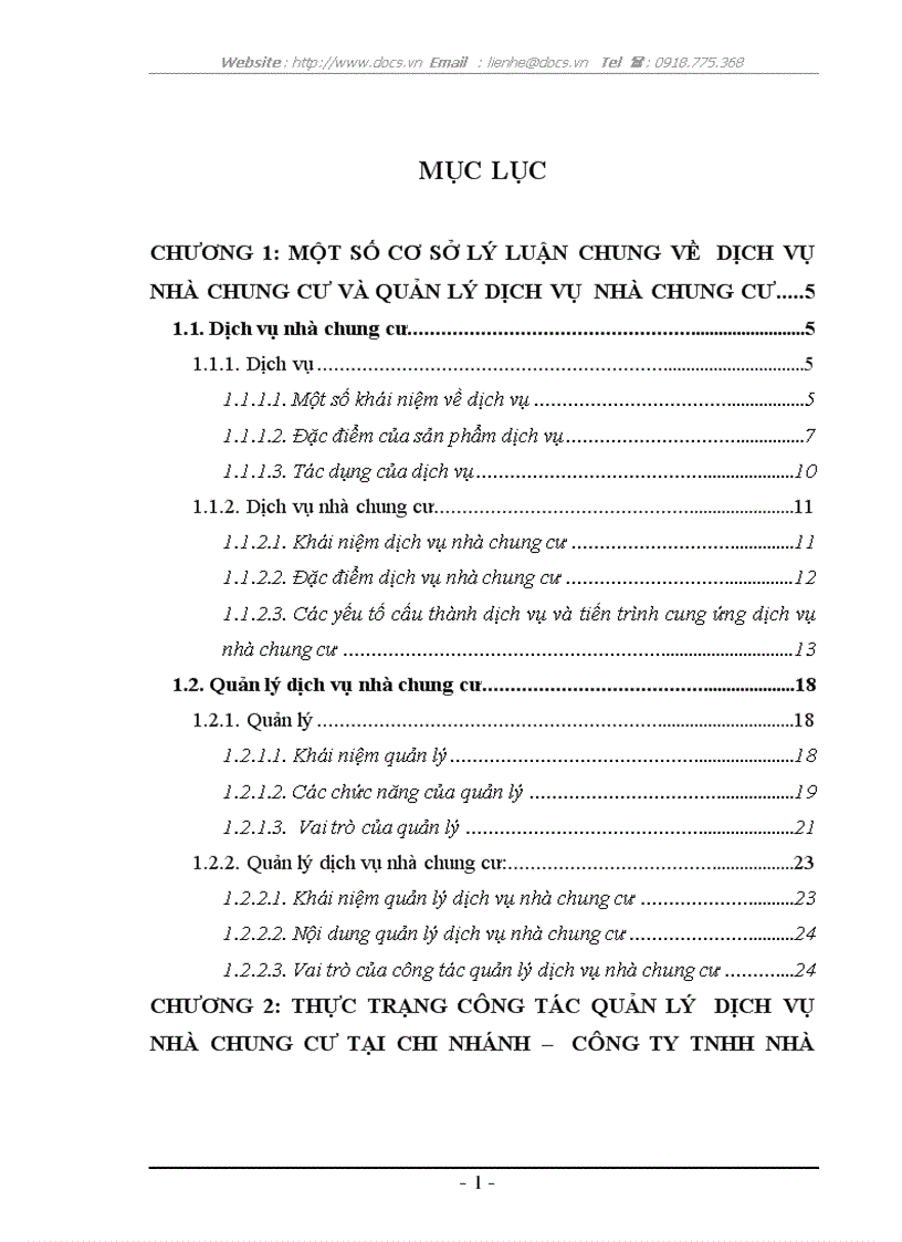 Thực trạng công tác quản lý dịch vụ nhà chung cư tại C ty TNHH nhà nước 1 thành viên dịch vụ nhà ở khu đô thị xí nghiệp 3