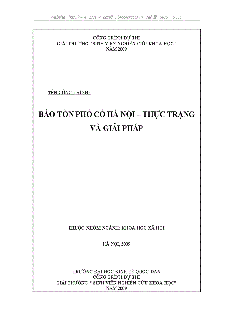 Bảo tồn phố cổ hà nội thực trạng và giải pháp