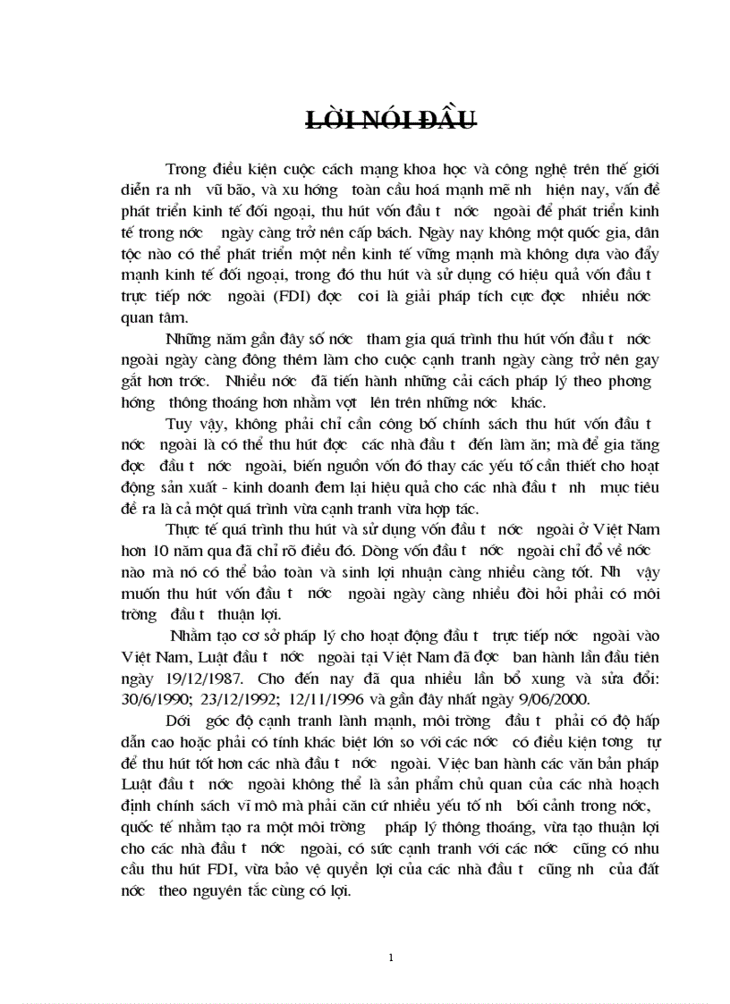 Luật đầu tư nước ngoài tại Việt Nam năm 2000 những quy định bổ xung và sửa đổi