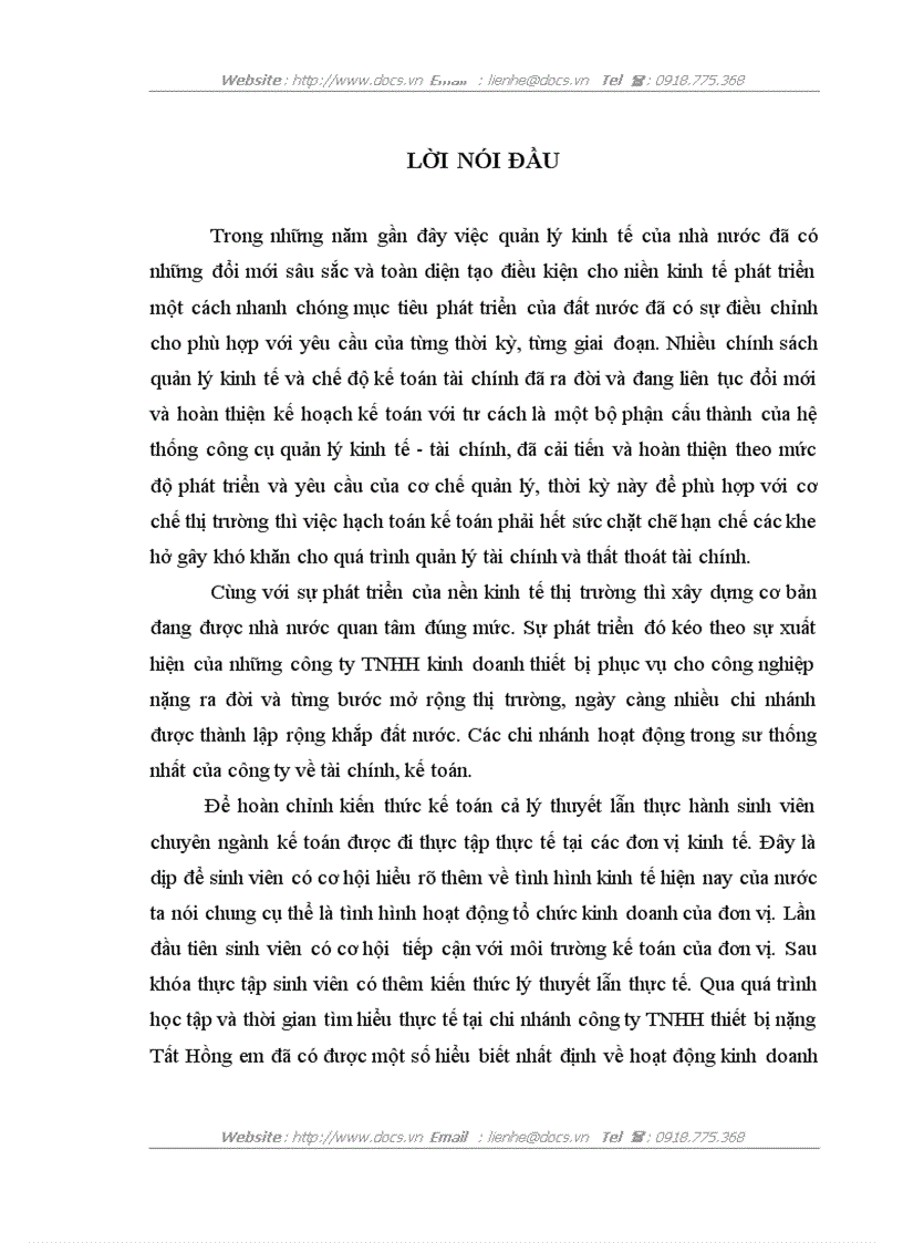 Hoàn thiện kế toán bán hàng tại Chi nhánh Công ty TNHH thiết bị nặng Tất Hồng