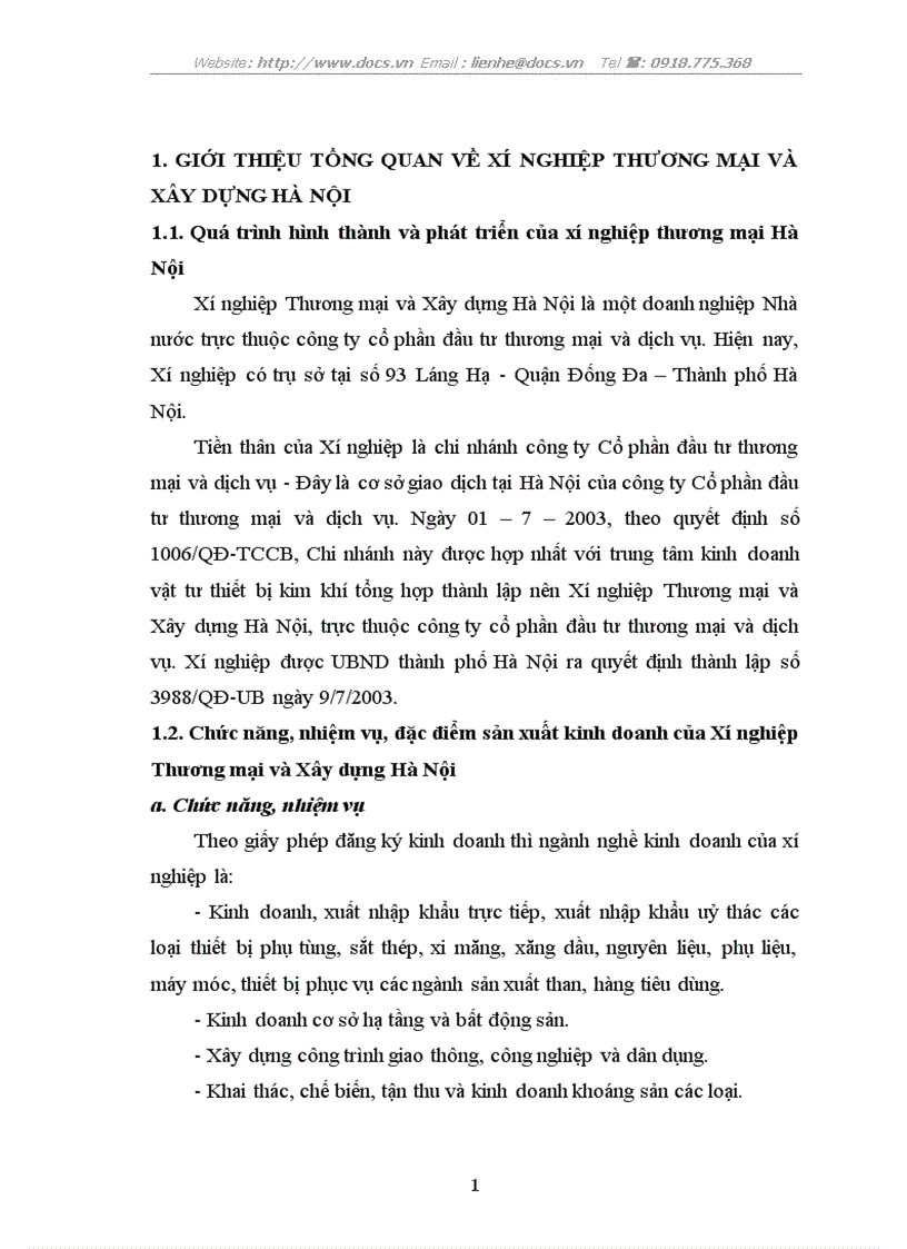 Tổng quan về xí nghiệp thương mại và xây dựng hà nội