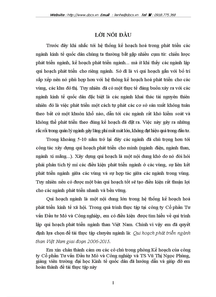 Qui hoạch phát triển ngành than Việt Nam giai đoạn 2006 2015