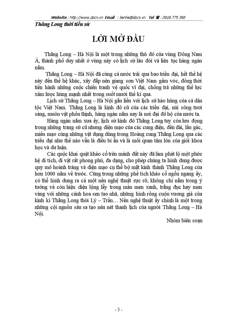 Thăng Long thời tiền sử