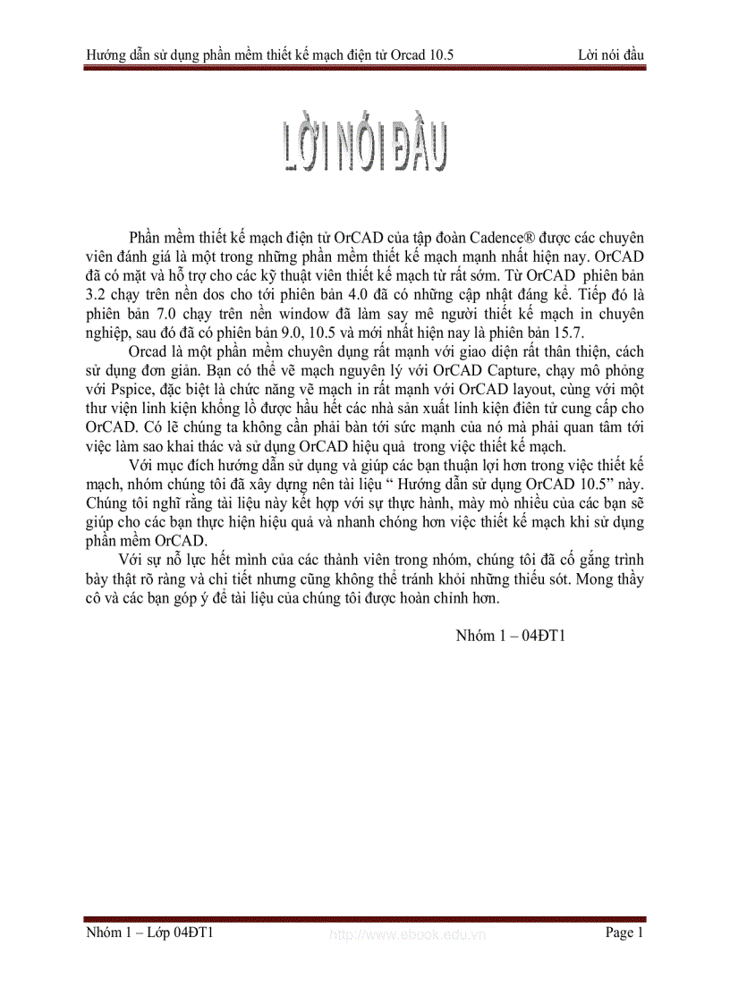 Hướng dẫn sử dụng phần mềm thiết kế mạch điện tử Orcad 10 5