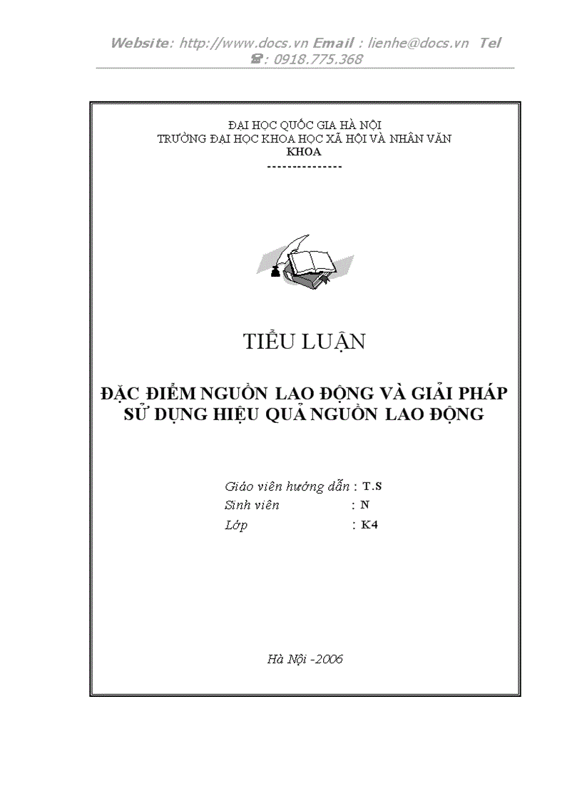 Đặc điểm nguồn lao động và giải pháp sử dụng hiệu quả nguồn lao động