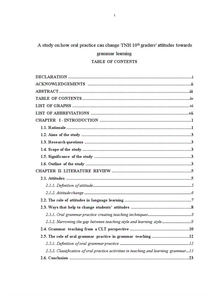 Astudy on how oral practice can change TNH 10th graders attitudes towards grammar learning