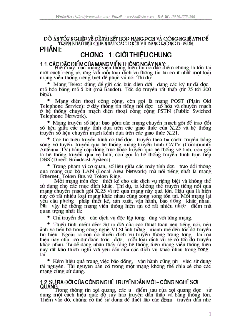 Kết hợp mạng pon và công nghệ atm để triển khai hiệu quả nhất các dịch vụ băng rộng b isdn