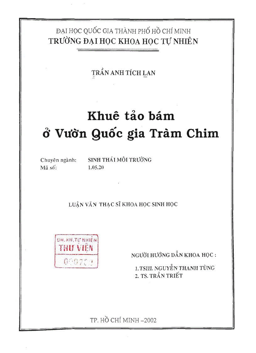 Khuê tảo bám ở vườn quốc gia tràm chim