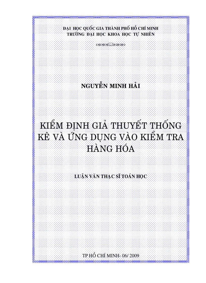 Kiểm định giả thuyết thống kê và ứng dụng vào kiểm tra hàng hóa