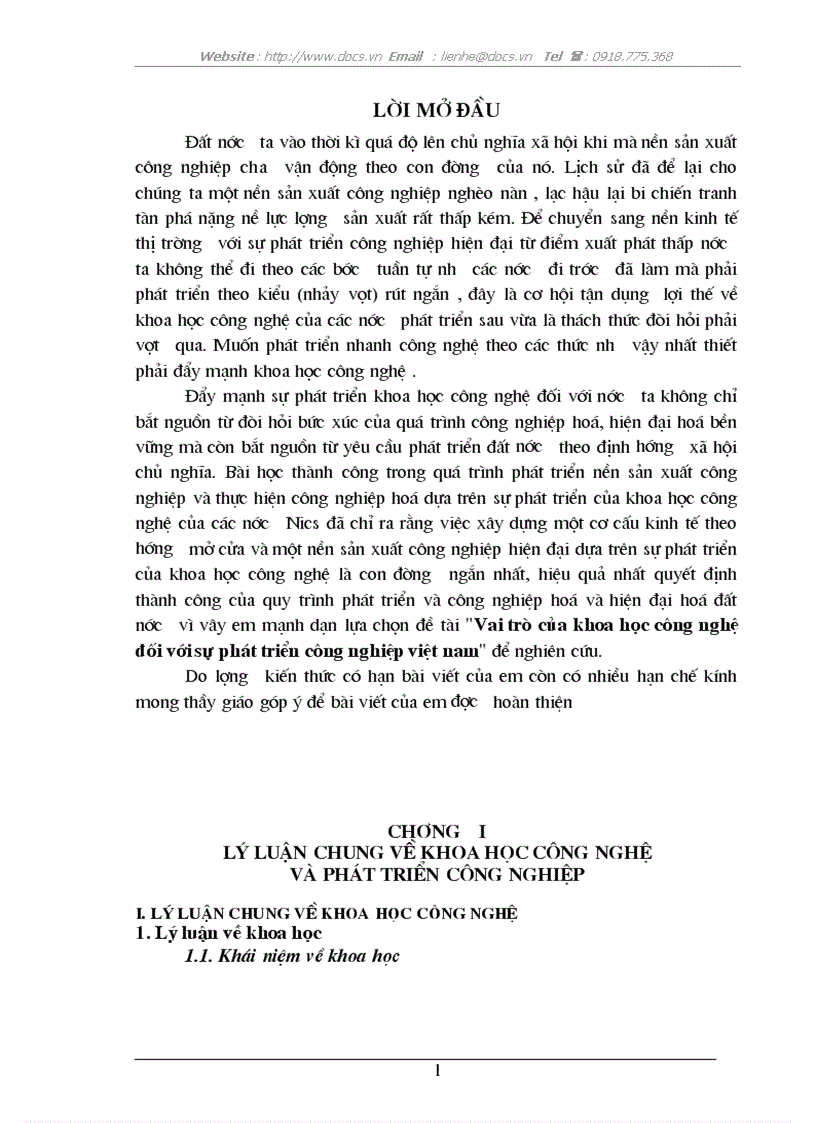 Vai trò của khoa học công nghệ đối với sự phát triển công nghiệp việt nam