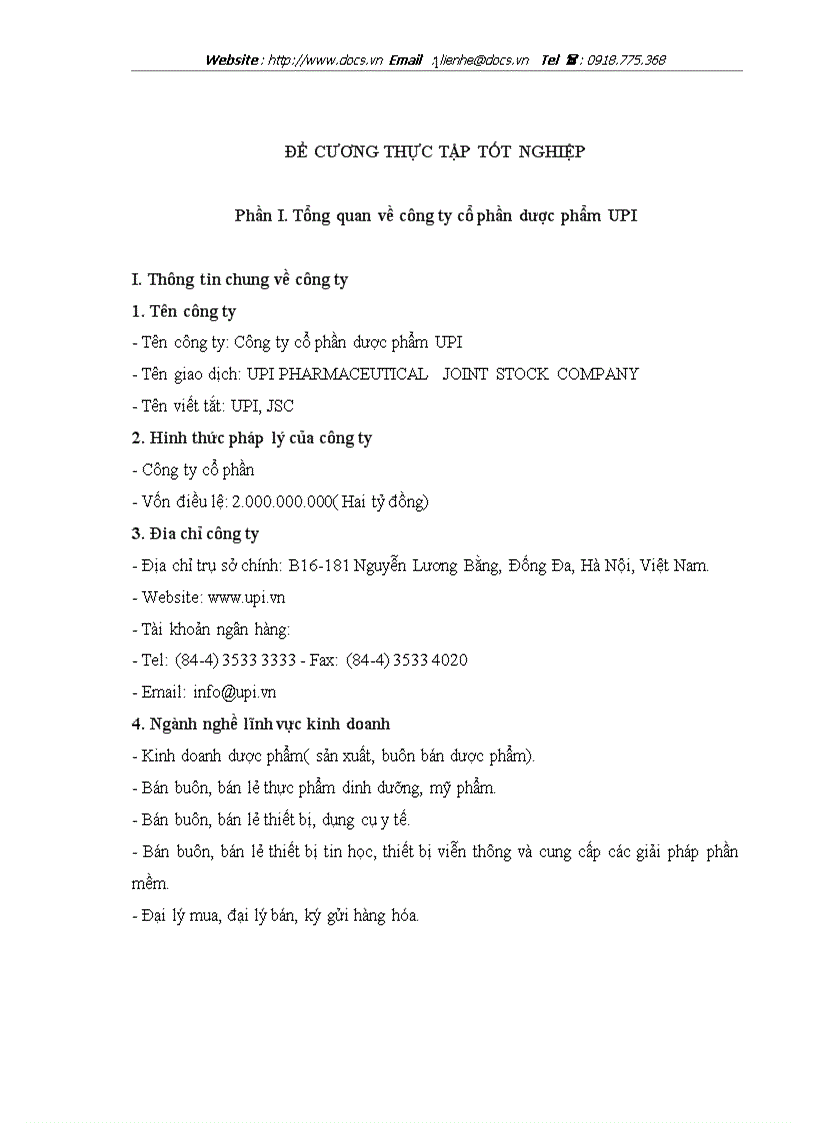 Tổng quan về công ty cổ phần dược phẩm UPI