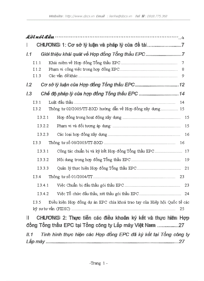 Thực tiễn các điều khoản ký kết và thực hiện hợp đồng tổng thầu epc tại tổng công ty lắp máy việt nam