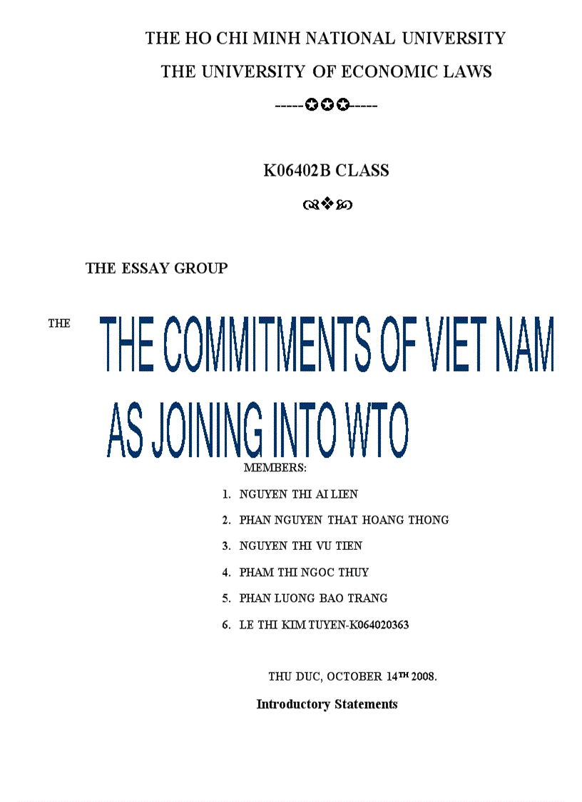 The commitment of Viet Nam as joining into WTO