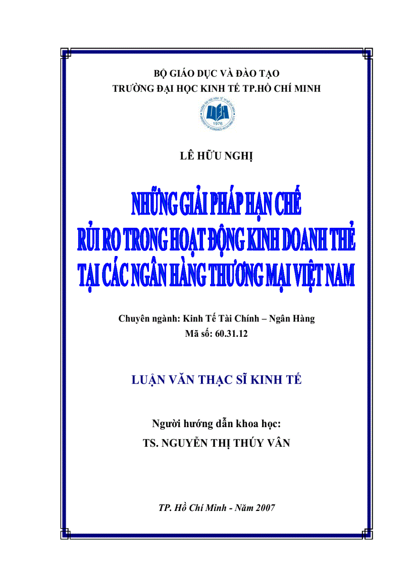 Những giải pháp hạn chế rủi ro trong hoạt động kinh doanh thẻ tại các ngân hàng thương mại Việt Nam