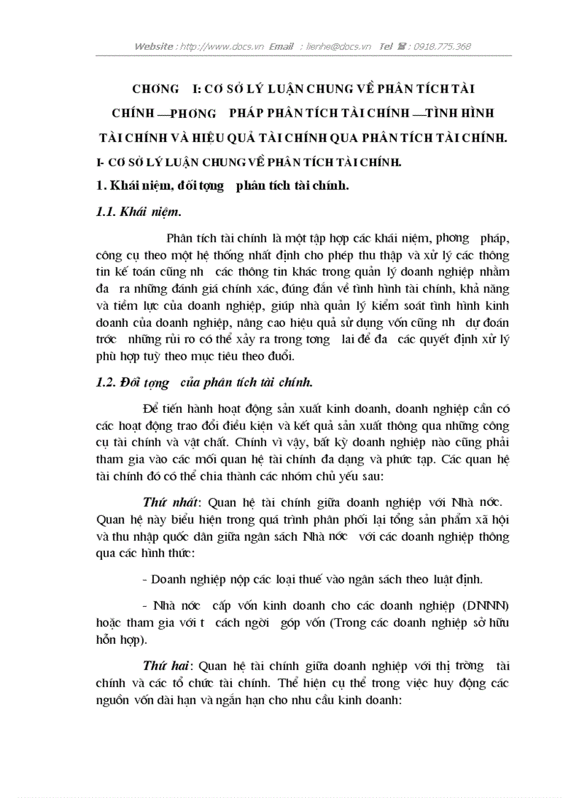 Lý luận về phân tích tài chính phương pháp phân tích tài chính tình hình tài chính và hiệu quả tài chính qua phân tích tài chính
