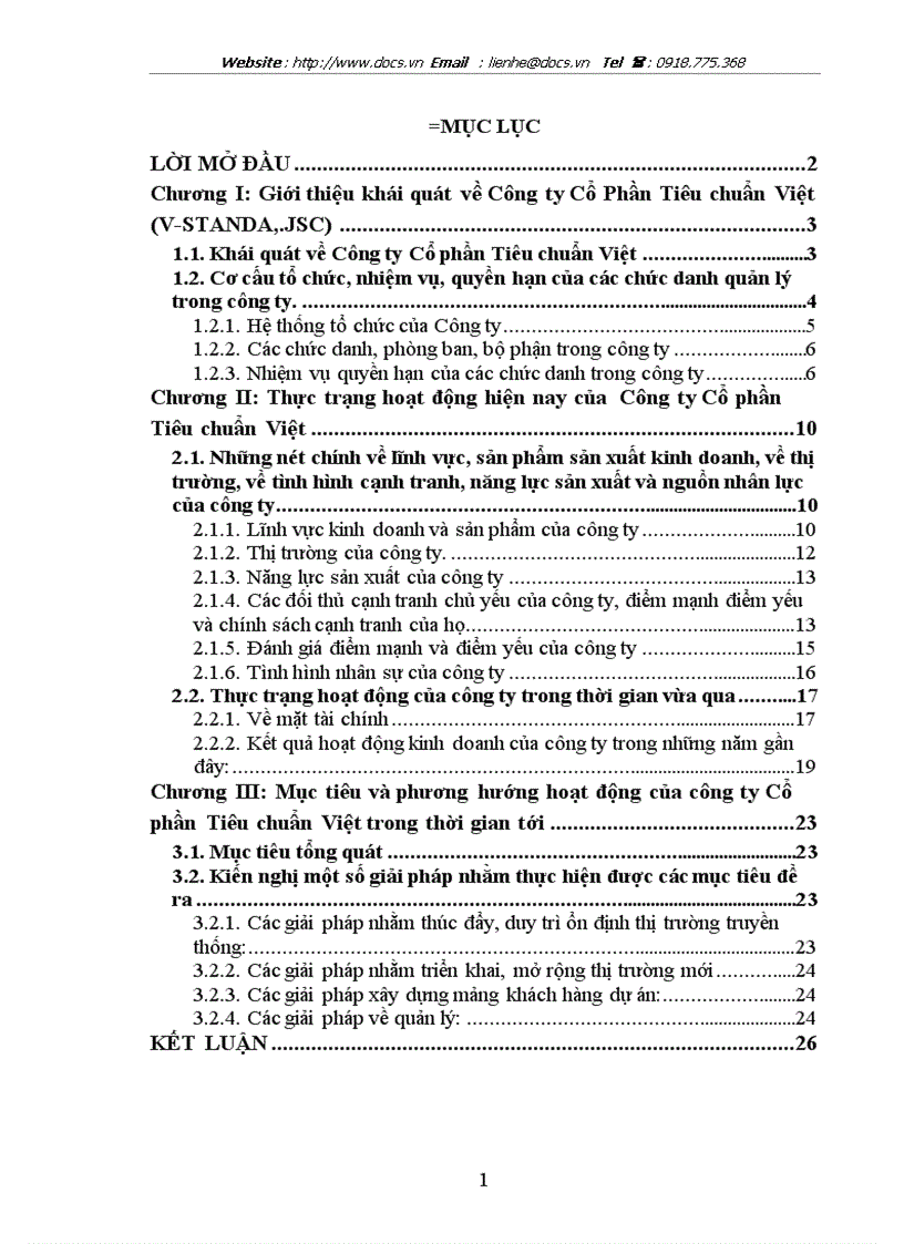 Báo cáo Tại Công ty CP Tiêu chuẩn Việt