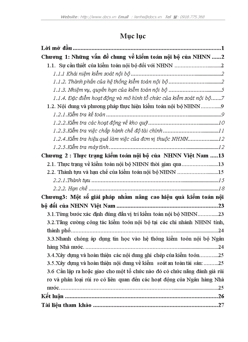 Một số vấn đề trong kiểm toán nội bộ của Ngân hàng nhà nước Việt Nam