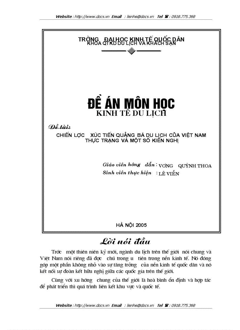 Chiến lược xúc tiến quảng bá du lịch của việt nam thực trạng và một số kiến nghị