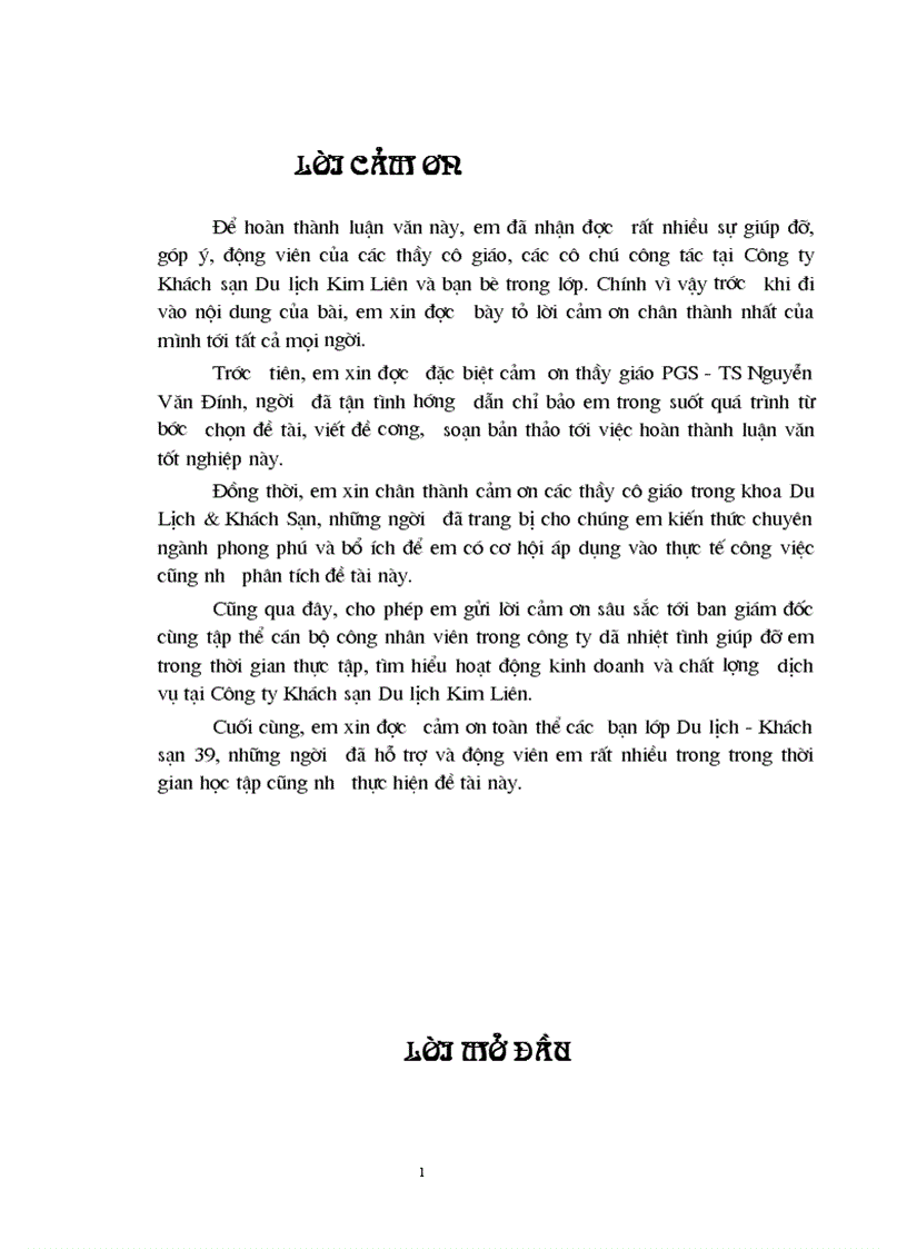 Các giải pháp và kiến nghị nhằm giữ vững và nâng cao chất lượng dịch vụ tại Công ty khách sạn du lịch kim liên