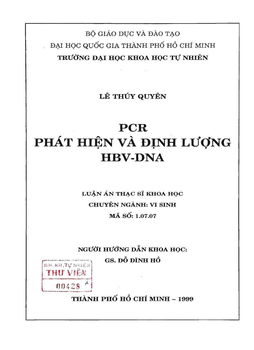 Pcr phát hiện và định lượng hbv dna