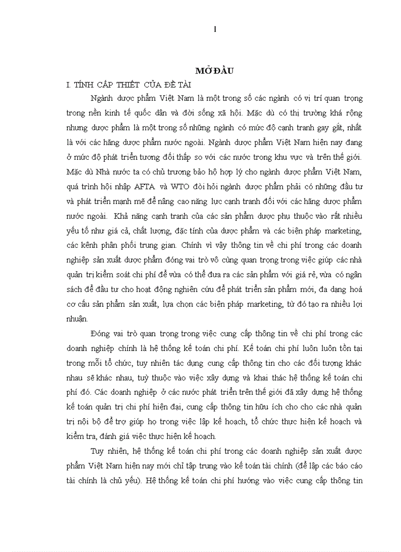 Xây dựng mô hình kế toán quản trị chi phí trong các doanh nghiệp sản xuất dược phẩm việt nam LUẬN ÁN TIẾN SỸ
