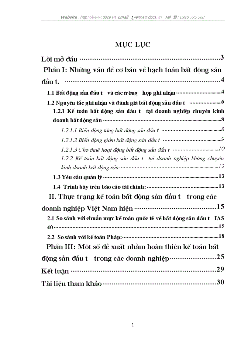 Nghiên cứu kế toán bất động sản đầu tư theo chế độ kế toán doanh nghiệp hiện hành