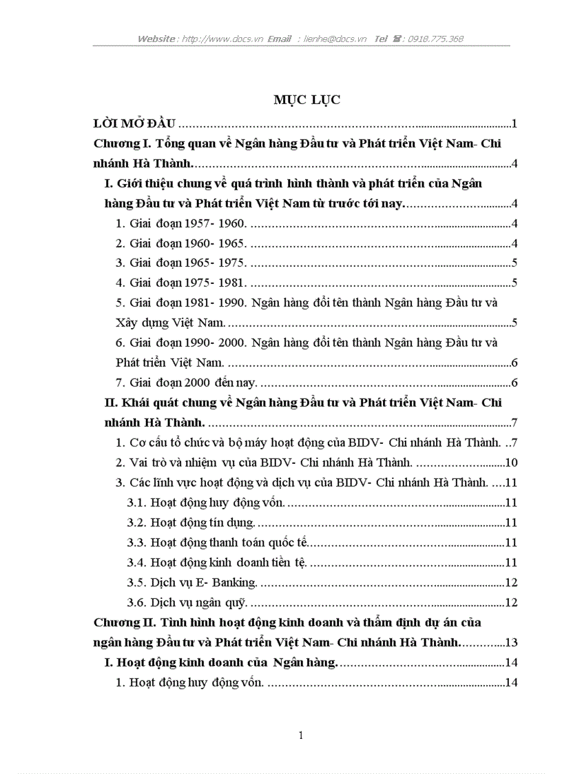 Thực tập Tại ngân hàng NHĐT PT BIDV Hà Thành lt NHa gt