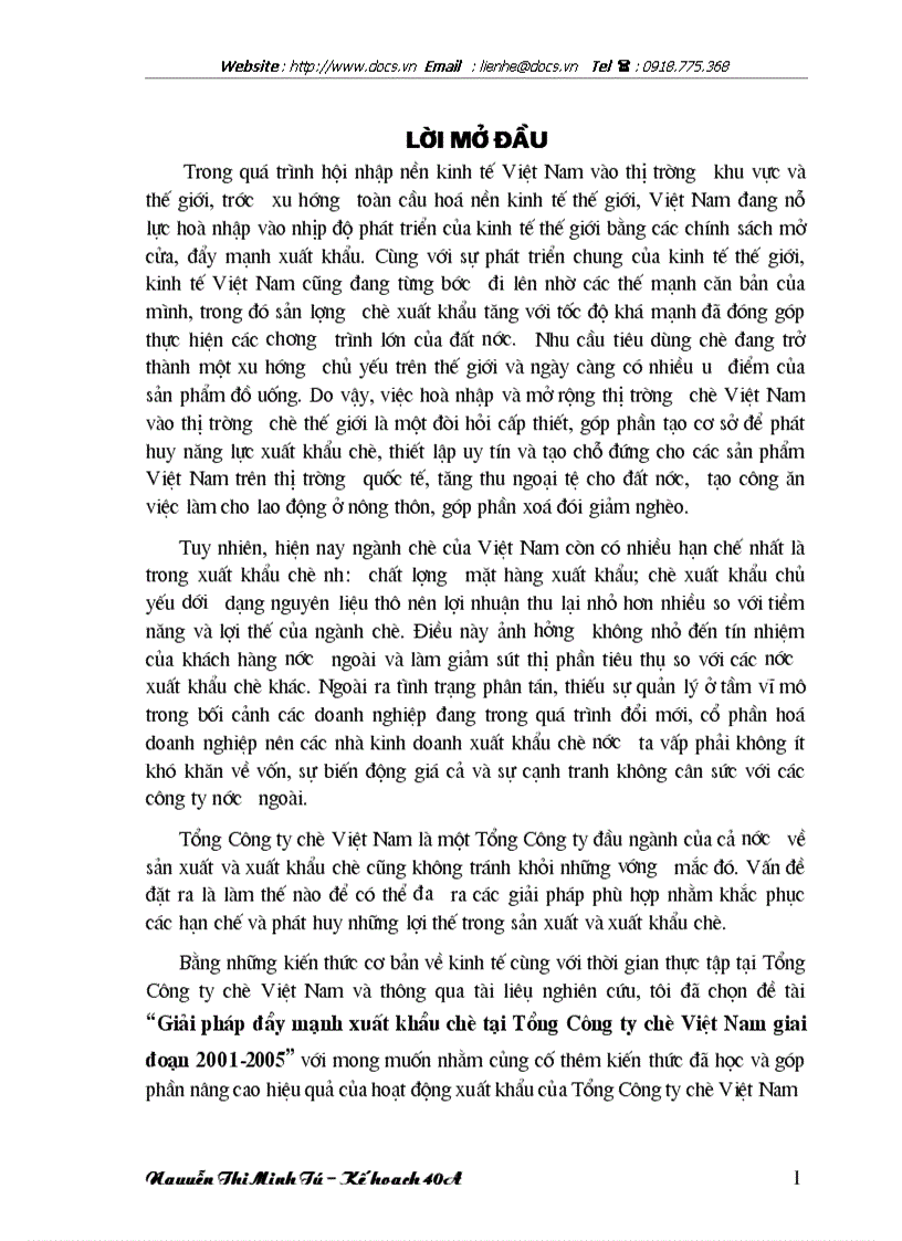 Giải pháp đẩy mạnh xuất khẩu chố tại Tổng Cụng ty chố Việt Nam giai đoạn 2001 2005