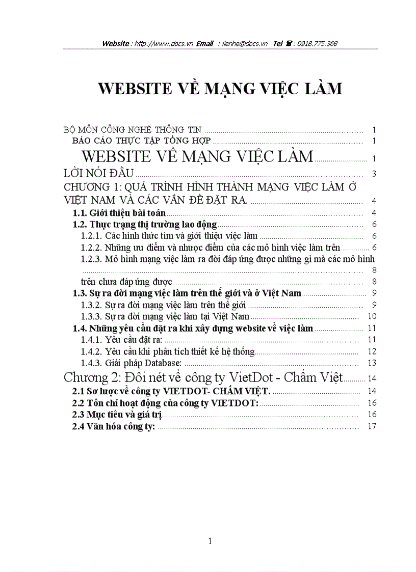 Website về mạng việc làm