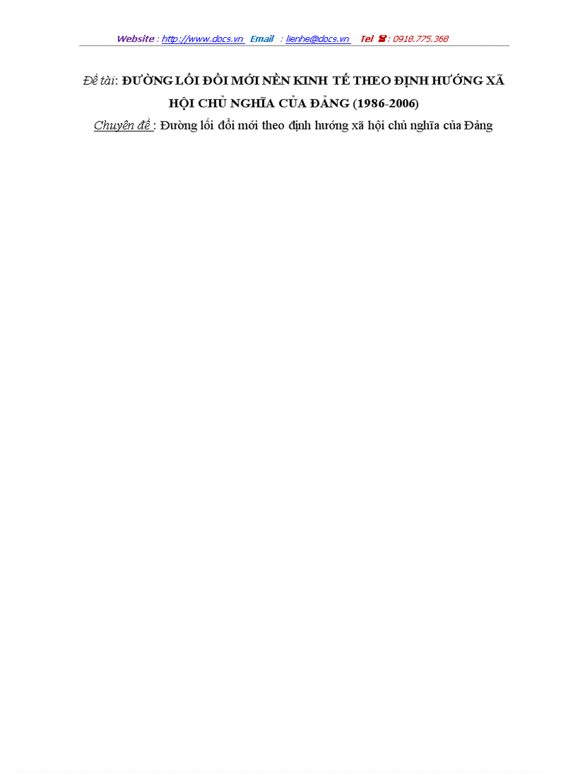 Đường lối đổi mới nền kinh tế theo định hướng xã hội chủ nghĩa của đảng