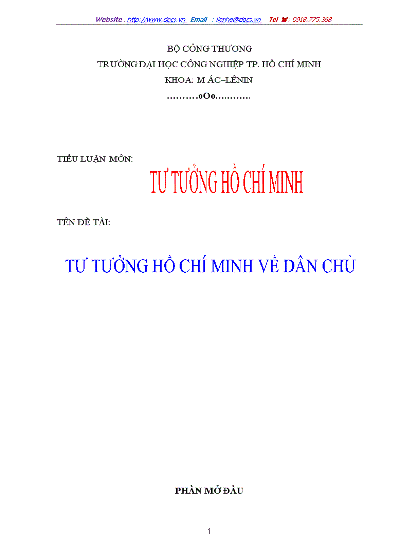 Tư tưởng hồ chí minh về dân chủ