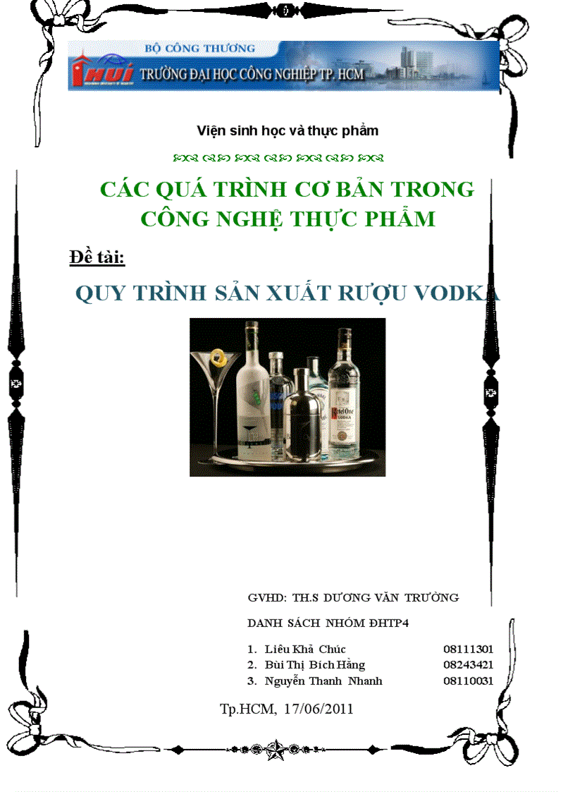 Công nghệ sản xuất rượu Vodka