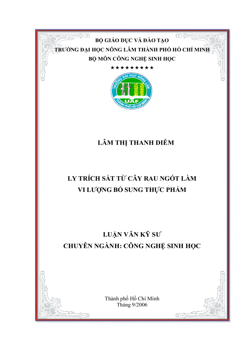 Ly trích sắt từ cây rau ngót làm vi lƣợng bổ sung thực phẩm