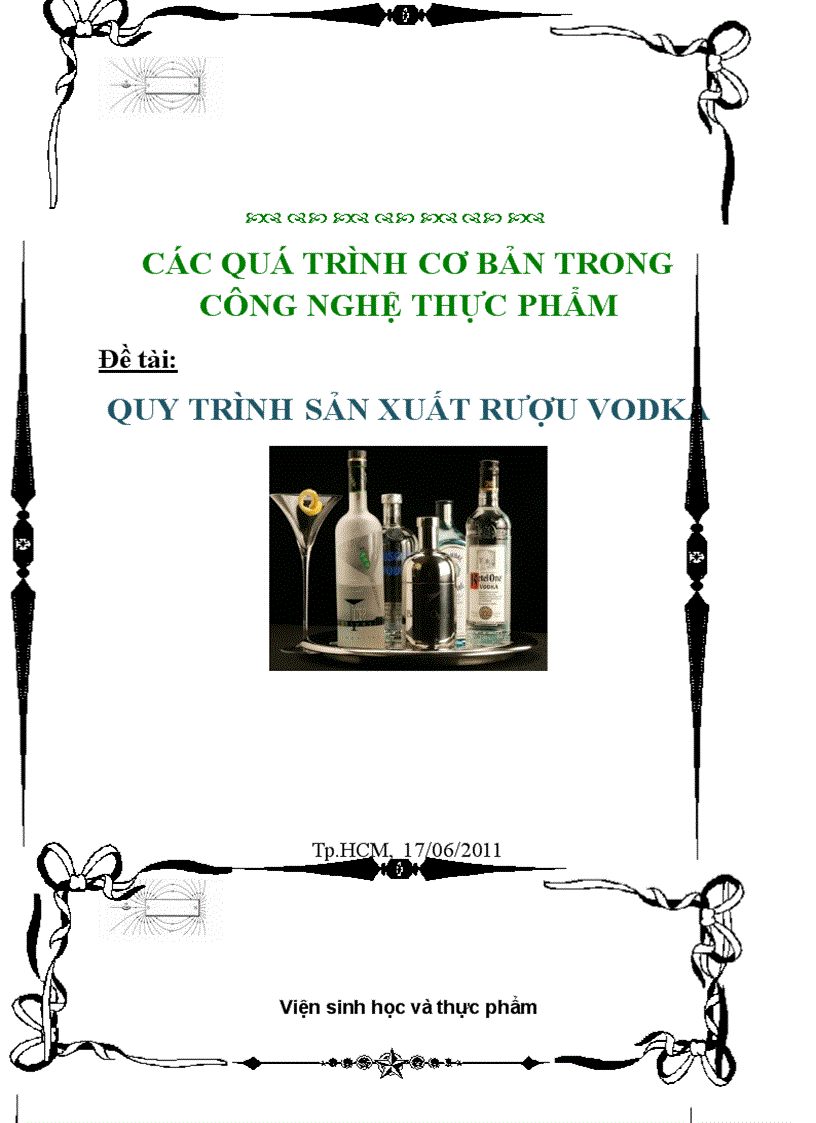 Quy trình sản xuất rượu vodka