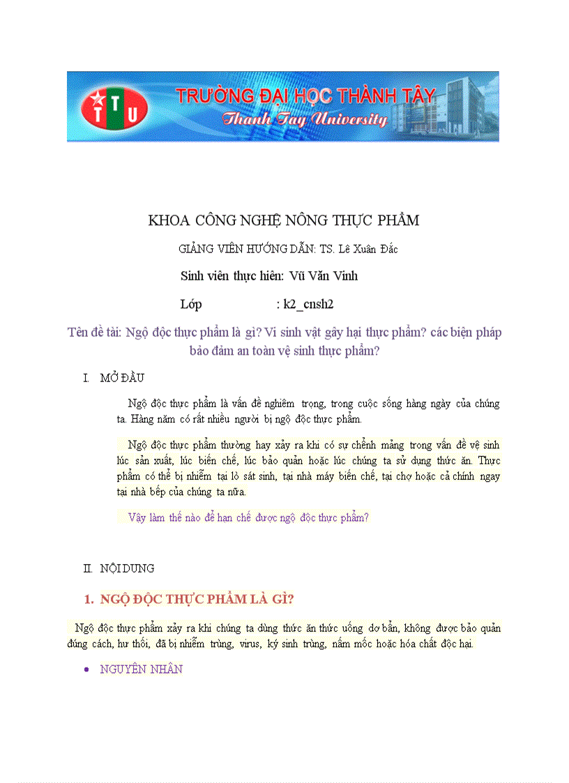 Ngộ độc thực phẩm là gì Vi sinh vật gây hại thực phẩm các biện pháp bảo đảm an toàn vệ sinh thực phẩm