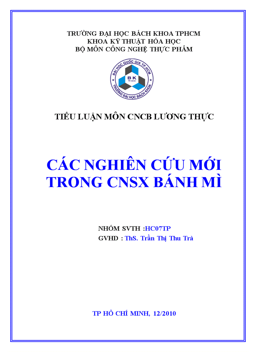 Các nghiên cứu mới trong công nghệ sản xuất bánh mì