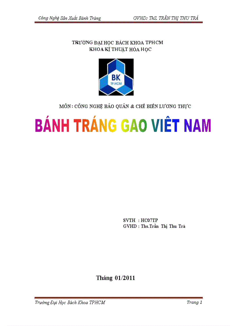 Công nghệ sản xuất bánh tráng gạo Việt Nam