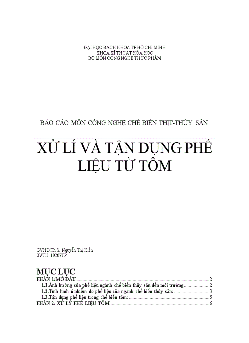 Xử lý và tận dụng phế liệu từ tôm