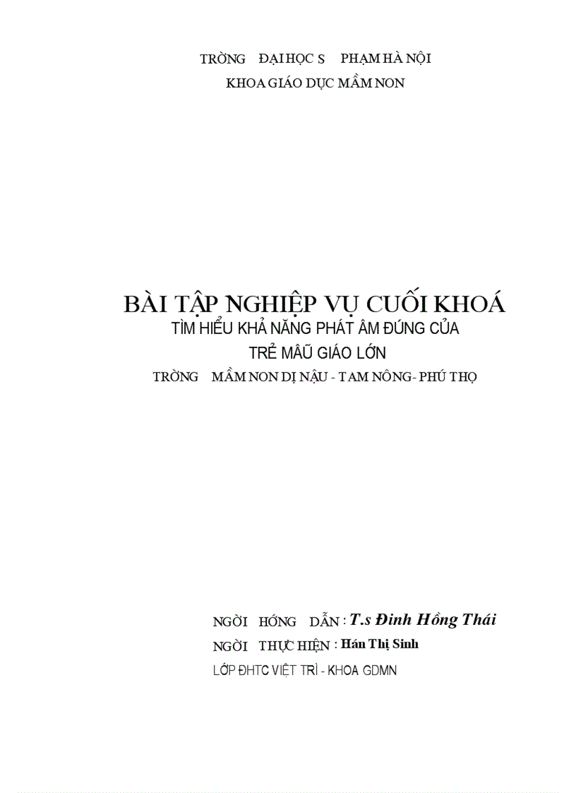 Tìm hiểu khả năng phát âm đúng của trẻ mâũ giáo lớn trường mầm non dị nậu tam nông phú thọ