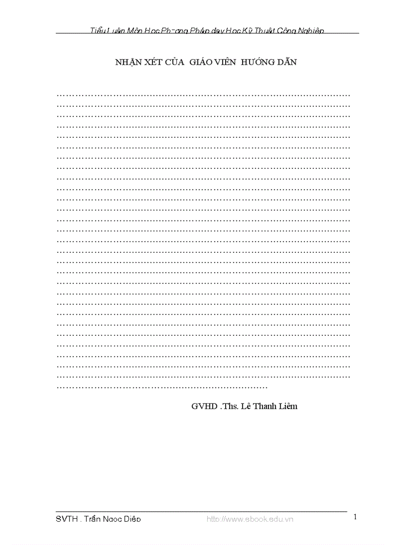 Phương Pháp dạy Học Kỹ Thuật Công Nghiệp