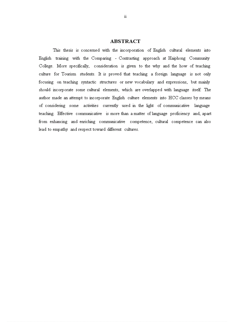 Incorporating english cultural elements into english training with the comparing contrasting approach A case of tourism students at haiphong commun